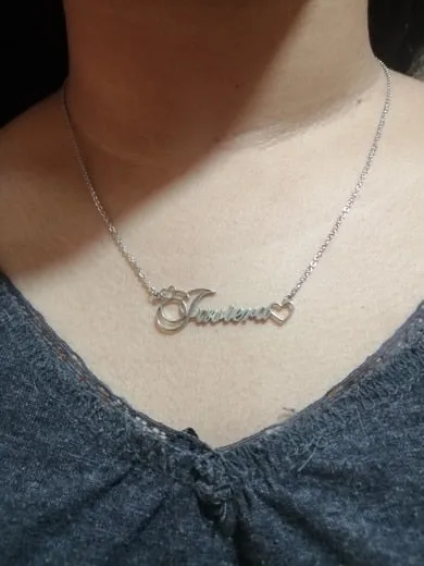 18K Personalized Name Necklace With Tiny Heart