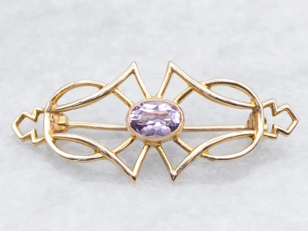 Antique Gold Amethyst Brooch