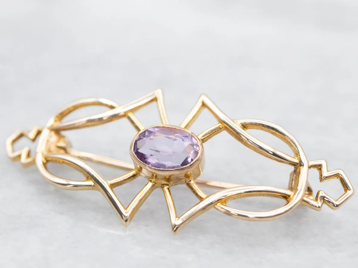 Antique Gold Amethyst Brooch