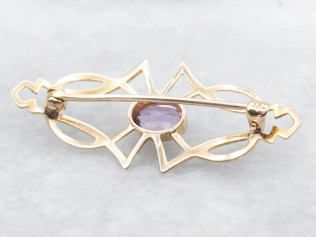 Antique Gold Amethyst Brooch