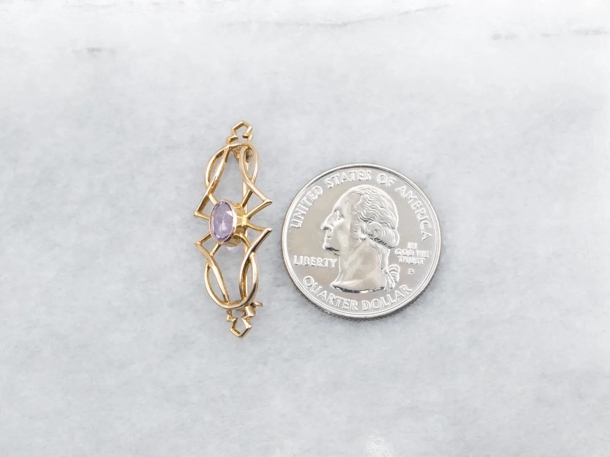 Antique Gold Amethyst Brooch