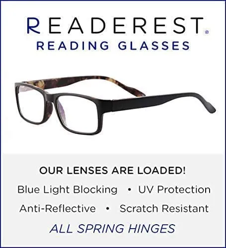 Blue-Light-Blocking-Reading-Glasses-Black-Camo-0-50-Magnification-Computer-Glasses