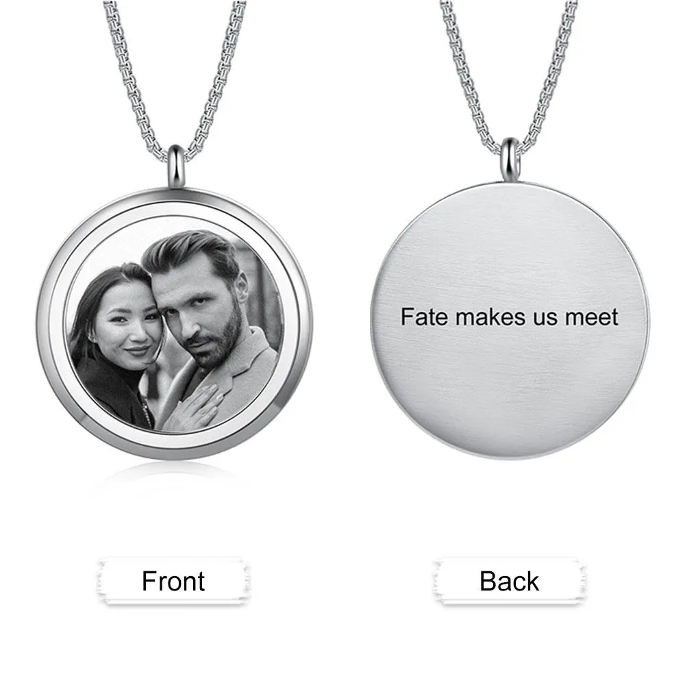 Classic Round Customized Photo Pendant with Engraving Text