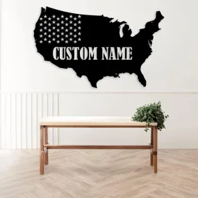 Custom America Map Metal Wall Art