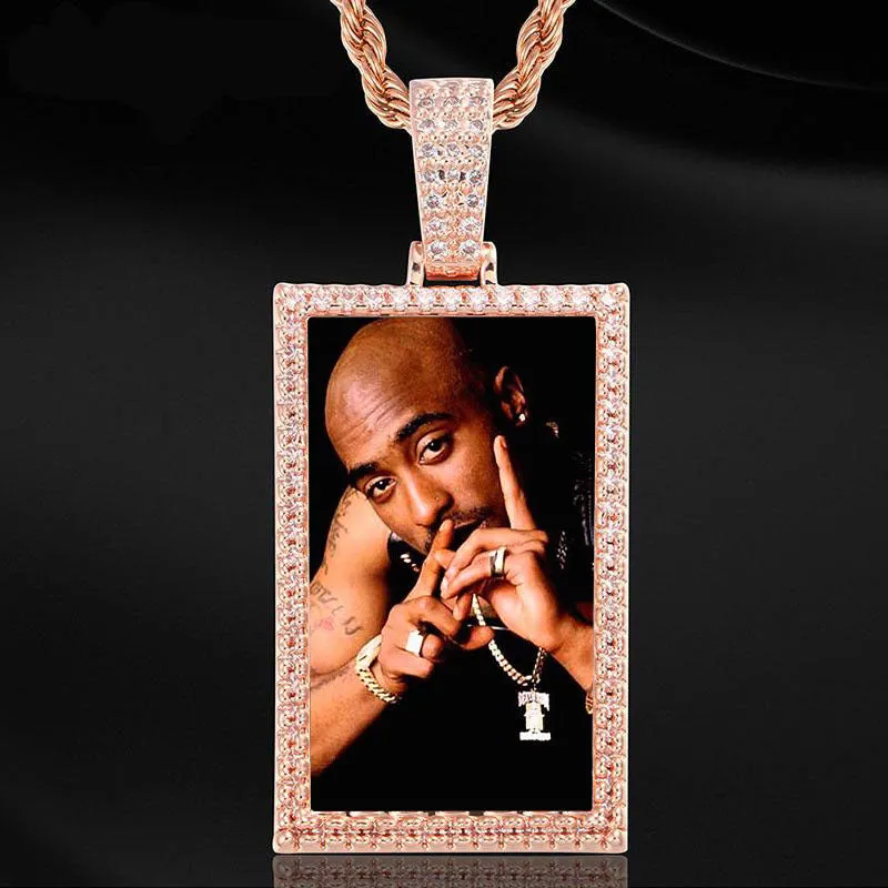 Custom Photo Rectangle Medallion Necklaces Christmas Gifts For Men