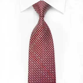 Daniel Hechter Men's Crystal Silk Necktie Silver Burgundy Checkered With Silver Sparkles