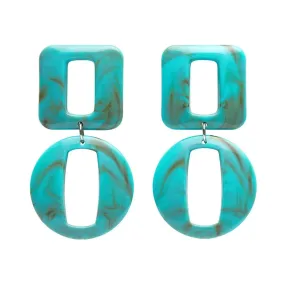 Erstwilder - Statement Marble Chunky Drop Earrings - Turquoise