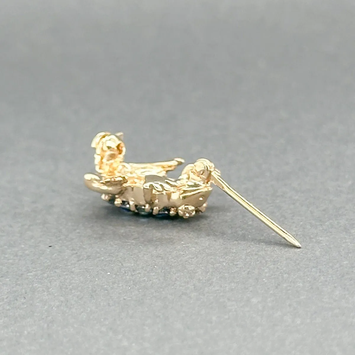 Estate 14K Y Gold 0.39ctw Sapphire & 0.01ctw H-I/SI1-2 Diamond Frog Pin