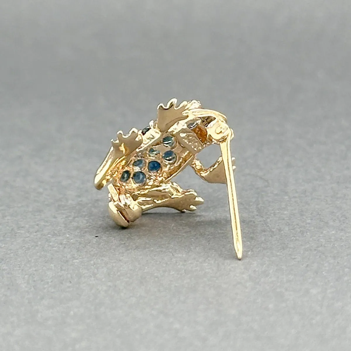 Estate 14K Y Gold 0.39ctw Sapphire & 0.01ctw H-I/SI1-2 Diamond Frog Pin