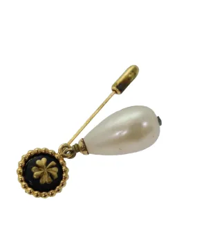 Exquisite Pearl Embellished CC Brooch