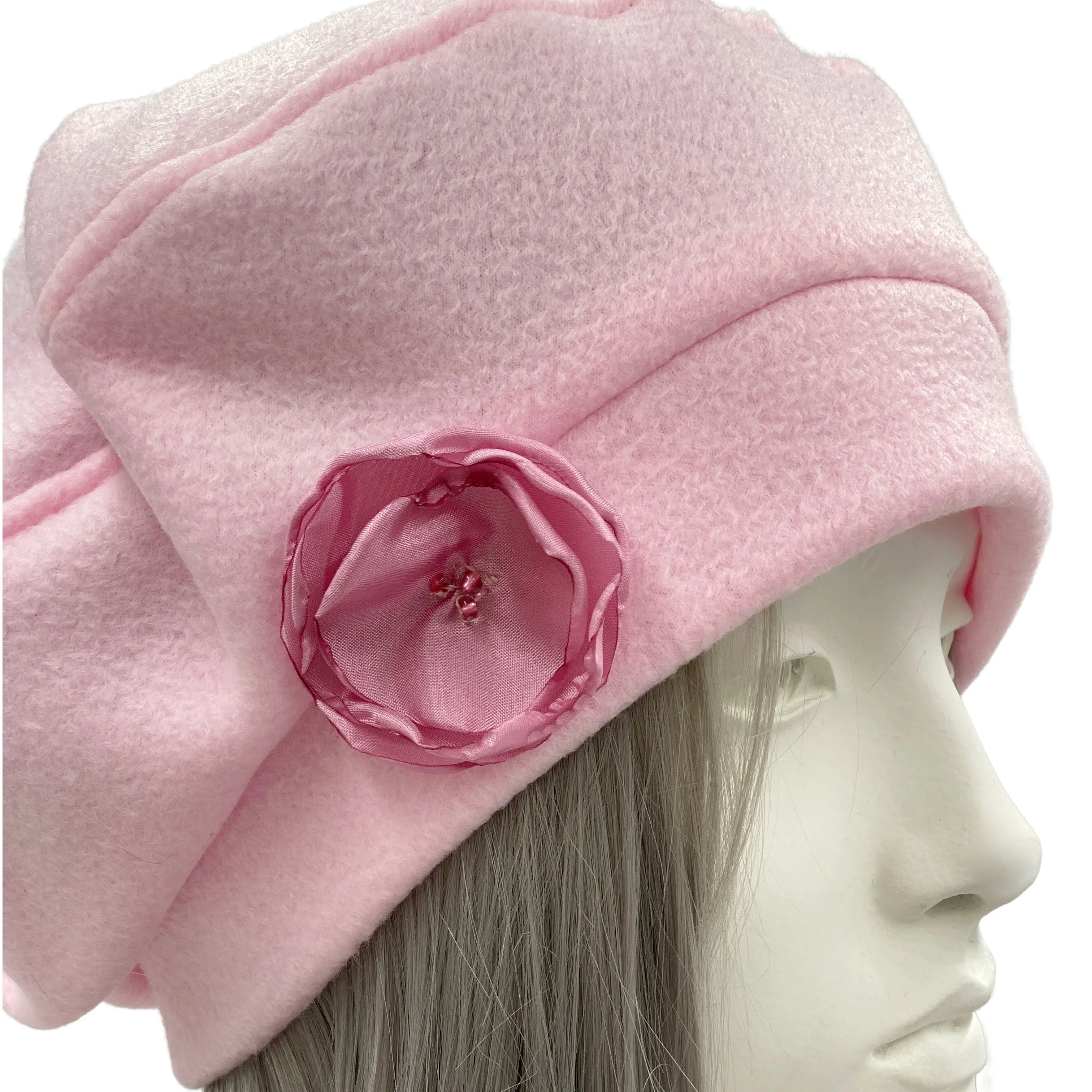 French Beret in Pale Pink Spring Fleece