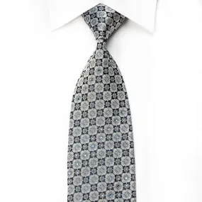 Indian Homme Men's Crystal Necktie Silver Foulard On Navy Blue With Silver Sparkles