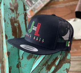 Jobes Hats Trucker - All Black Tricolor / Mexico flag