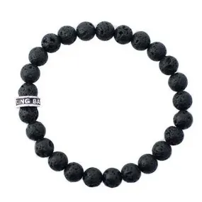 King Baby 8mm Lava Rock Bead Stretch Bracelet in Sterling Silver