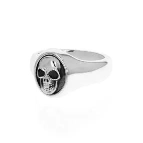 King Baby Skull Motif Ring in Sterling Silver