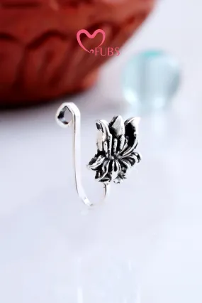 Lotus Oxidized Press On Nose Ring