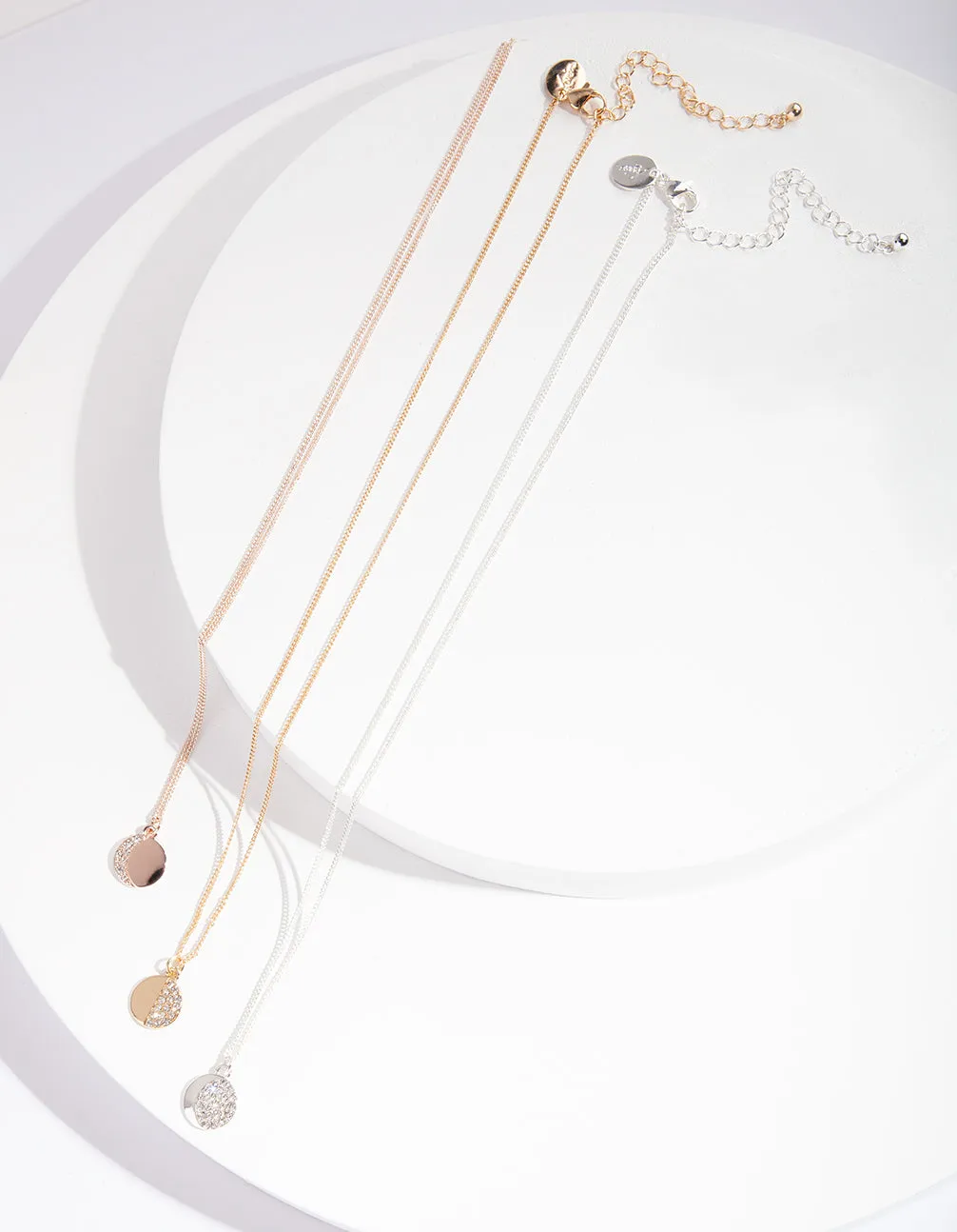 Mixed Metal Moon Phase Necklace Set