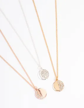 Mixed Metal Moon Phase Necklace Set