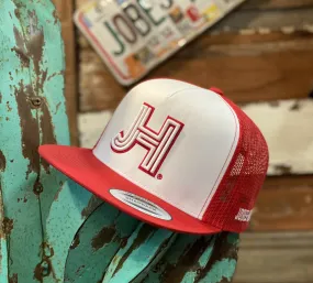 New 2020 Jobes Hats Trucker - Red/White- 3D white JH/Red outline