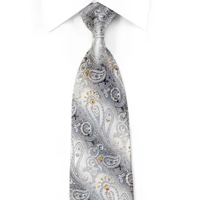 Nicole St Giles Crystal Silk Necktie Paisley On Silver Sparkling With Rhinestones