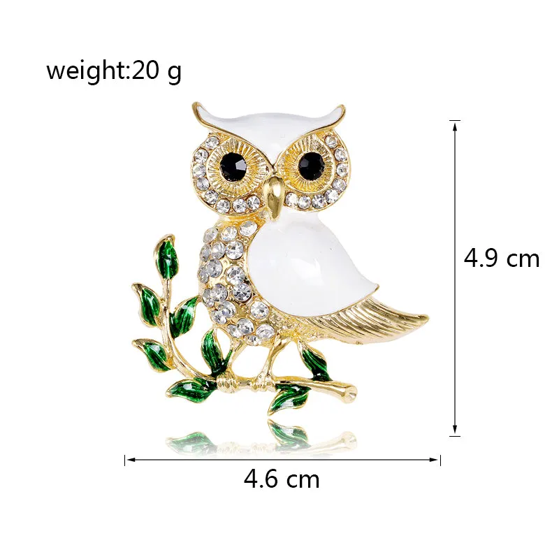 Owl Rhinestone Brooches Animal Pins