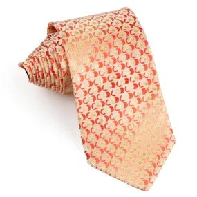 Perry Ellis Silk Neck Tie Geometric Design On Peach Orange With Silver Sparkles