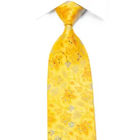 Pierre Cardin Rhinestone Silk Necktie Anthemion Floral On Yellow