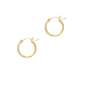 Polished 15mm Tube Hoop Earrings in Yellow Gold