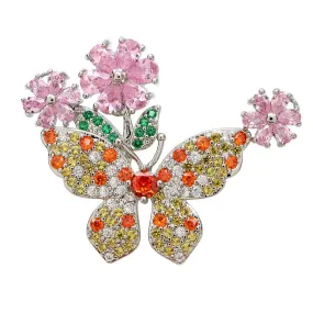 SISSLIA Zircon Crystal Enamel Animal Brooches Pin Rhinestone Butterfly Brooches For Women