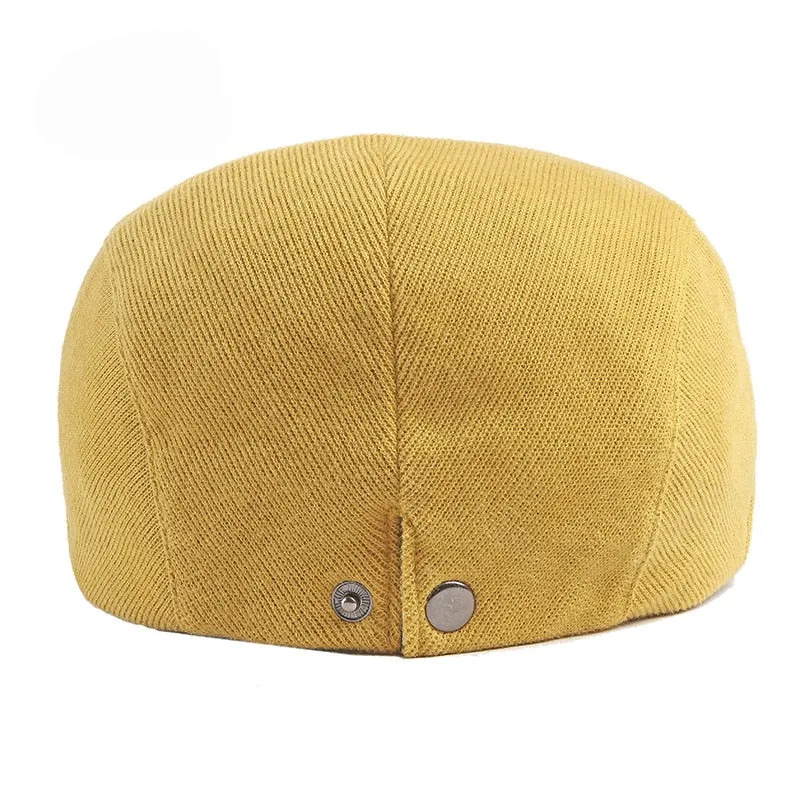 Spring Autumn Men Ladies Casual Fashion Women Beret Ivy Newsboy Solid Yellow Blue Peaked Flat Cap Duckbill Hat