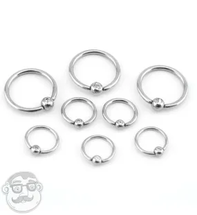 Stainless Steel Captive CZ Bead Ring