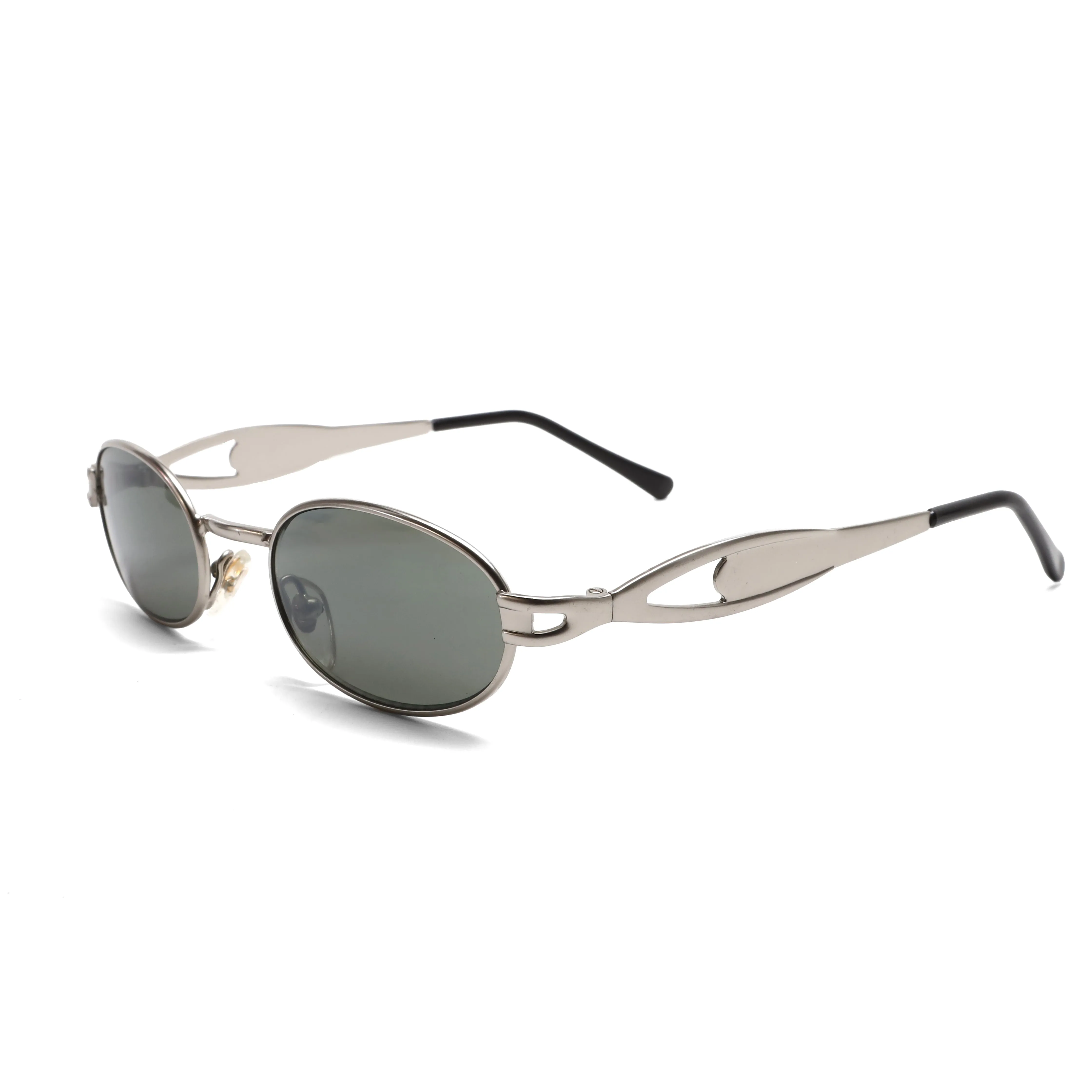 //Style M028//Mini Pharaoh 90s Deadstock Santa Fe Oval Sunglasses - Silver