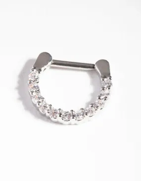 Surgical Steel Cubic Zirconia Septum Ring