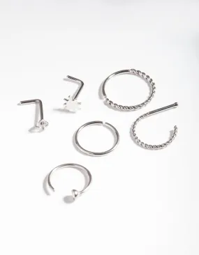 Surgical Steel Sun Twist Nose Jewellery 6-Pack