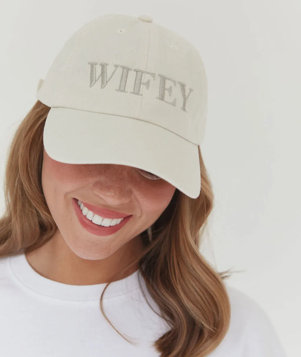 Wifey Embroidered Baseball Cap - Champagne